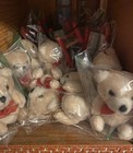 Lot 12 Miniature Teddy Bears   Wooden Chairs Plushies Poseable Vtg Hangers Decor
