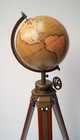 Antique Globe With Wooden Tripod Floor Stand Vintage Nautical Decor Atlas