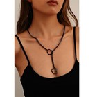 Heart O-ring Slip Chain Necklace For Women Punk Rock Stainless Steel Black