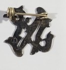 Vintage Ad V Sterling Silver Brooch Pin Antique Art Deco Art Jewelry N