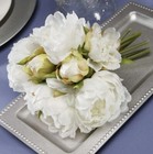 Wedding Bouquet Artificial White Peony 8 Stem Blooms Buds Bunch Natural Flowers