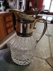 Antique Silver Plate English  American Barware Pressed Glass Pitcher Decanter