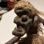 Vintage Hand Carved Wood   Jute Hawaii Tiki Tribesman Tribal Surfer Figurine