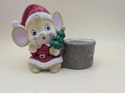 Vintage Ceramic Christmas Mouse Votive Candle Holder Santa Made Taiwan As Is 