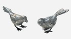 Pair Of Vintage Antique Epns Lacquer Silver Plate Bird Statue Figurines