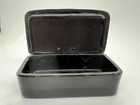 Antique Black Lacquer Papier-mache Snuff Tabaco Box Circa 1850   Horseshoe Inlay