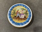 Vintage Antique German Dresden Porcelain Box W  Courting Couple   Floral Dec 
