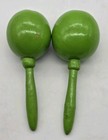 Maracas Green Gourd Shaker Music Hand Painted 2 Piece Mexico 6 5  