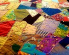 Vintage Crazy Quilt Handmade  Beautiful Fabrics   Stitching  60   54 needs Repair