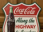 Coca Cola Metal Sign Highway Road Street Coke Vintage Style Button Garage Bottle