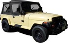 For 1987 1988-1995 Jeep Wrangler Yj Soft Top Sailcloth Black  W  Plastic Windows