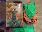 Vintage Kooky Spooks Wunkin Punkin Halloween Costume Inflatable Head Cape Green