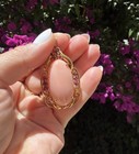Lg Vintage 14k Yellow Gold Natural Salmon Coral Cabochon   Ruby Pendant     17 3g