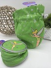 Disney Store Neverland Tinker Bell Green Drawstring Bag Coin Purse Set Nwt