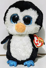 Ty - Beanie Boo - Waddles - 6  Penguin Plush - Blue Glitter Eyes - Tag 2012