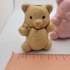 4 Ceramic Macrame Bear Beads Tan   Pink White Craft Vintage For Plant Hangers