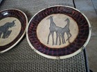 Giraffe   Elephant Plates 12  Round Heavy Home Stoneware Wall Hanging Africa 3 D