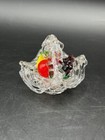 Vintage Glass Fruit Hand Spun Blown W glass Basket 2 5 