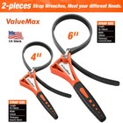 Valuemax 2 Pcs Rubber Strap Wrench Set Adjustable Strap comfort Nylon Tpr Handle