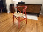 Vintage Hans Wegner Orange Wishbone Chair Carl Hansen Son Ch24