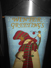 Hand Painted Canvas Hanging Banner Christmas Snowman - Winter Greetings 13 X 28 