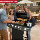 40 000 Btu Gas Grill  3 Burner Bbq With Side Burners And Stainless Steel Grill