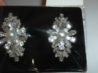 Antique Pair Marquise Crystal And White Pearl Shoe Clips Nwt