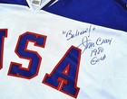 Miracle On Ice          Jim Craig Signed Hockey Jersey Inscribed  believe  1980 Gold