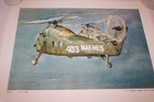 Us Marine Corp Art Collection Litho Print Huey Uh-34 Poster Pm Gish 69 Vietnam