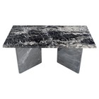 Italian Black Marble Top Double Pedestal Base Rectangle Coffee Table Mint 