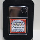 Zippo Budweiser Logo Lighter  Polished Chrome  1996 Mint Condition