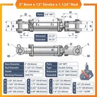 2x12 Hydraulic Cylinder 2  Bore 12  Stroke Double Acting Tie-rod Cylinder