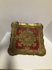 Vintage Italian Florentine Gold Gilt And Red Ornate Design Hand Painted Table 