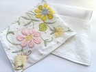 Vintage Hanky New W tag Madeira Hand Made 1940-50s Embroidered Applique d Lovely