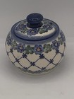 Cergor Nowogrodziec Blue Flower Sugar Bowl Condiment Jar