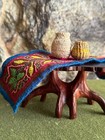 Dollhouse Miniature Shipibo Manta Blue Yellow Embroidered Vine Table Runner Peru