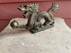 Vintage Chinese Brass Feng Shui Dragon Statue 8 6 