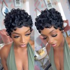 Curly Pixie Cut Wig For Black Women - Short Layered Human Hair Wig With Bangs
