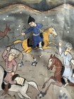 Antique Persian Miniature Painting 2 Side Scroll 17th Century Scene Manuscript