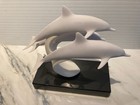 John Perry 3 White Dolphins On Base Sculpture