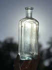 Aqua Glass Medicine Bottle C1800s Dug Antique Panel Iridescent Cork Top Vintage