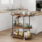 3-tier Bar Cart On Wheels  Mobile Serving Cart With Wine Rack And Glass Holder 