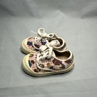 Vtg 11-12 Toddler Gerber Lace-up Sneakers  White With Dog bone  Dog House 