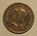 1864 Two Cent Piece Bu Uncirculated Coin  Cleaned