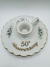Vintage Lefton China 50th Anniversary Candle Stick Holder