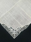 Vintage White Linen Hanky Lace Corner Edging Lovely 10  Wedding