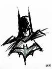 Laeknapes Batman Sketch Art 12x9 Original Abstract Paper Decor Painting Artwork