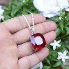 30 Ct Natural Red Ruby Pendant 925 Sterling Silver Cushion Cut Gemstone Jewelry