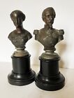 Antique Beautiful Patinated Spelter Busts Sculptures Napoleon Iii Signed 19th C