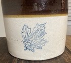 Rare Vintage Western Stoneware Maple Leaf - 1 2 Gallon Whiskey Syrup Crock Jug